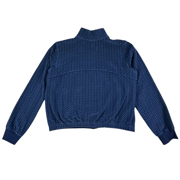 Lululemon RARE Bomber Full Zip Jacket L Blue Textured EUC Sporty Preppy Athletic - Picture 2 of 6